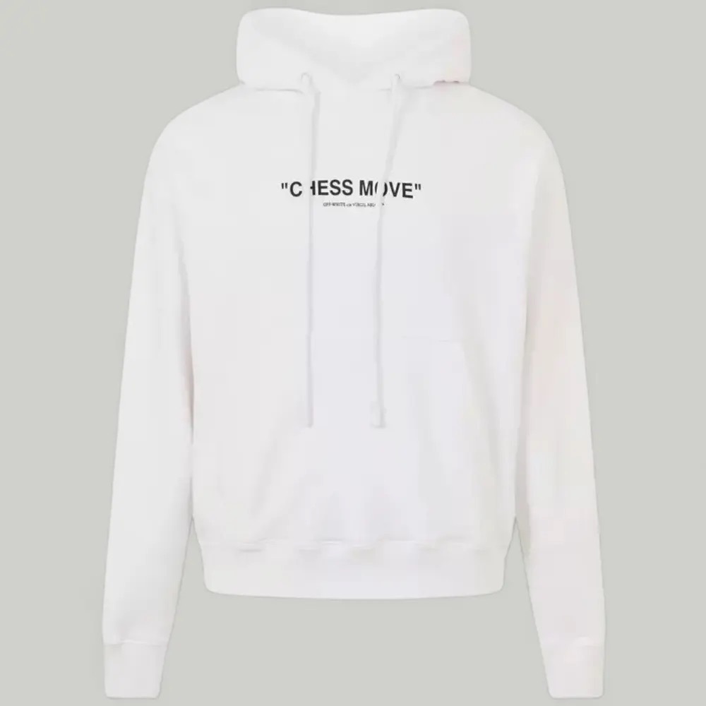 Off-White White Hoodie - Chess Move. Seen worn by WNBA star Caitlin Clark